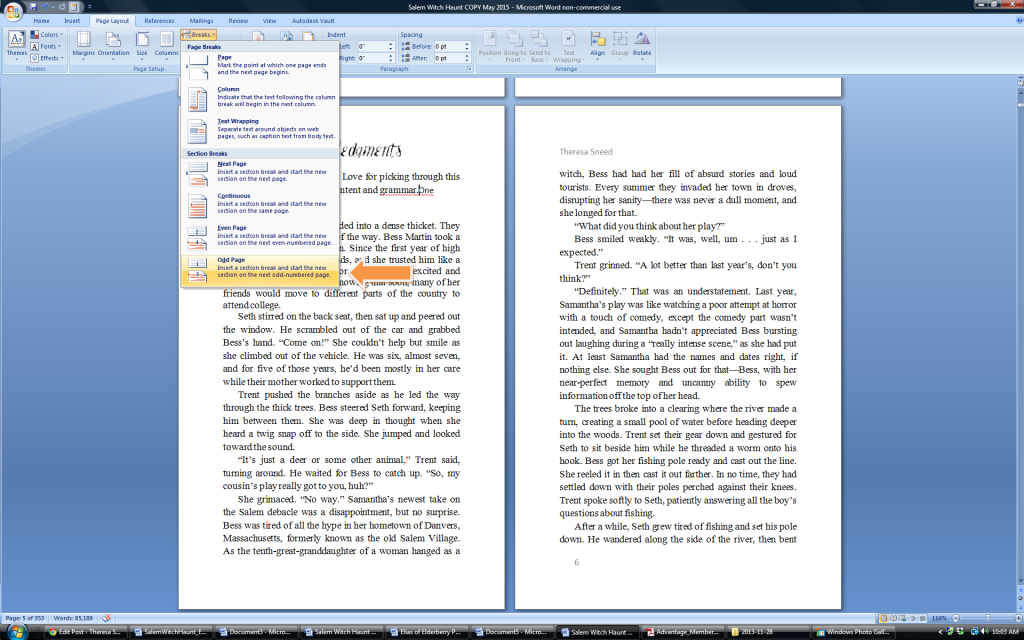 Chapter Break Formatting Your Book – Part Two | Theresa Sneed ~ Author